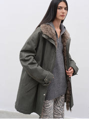 "Cool Denim" 90 goose down jacket workwear style detachable toka silhouette parka jacket for women