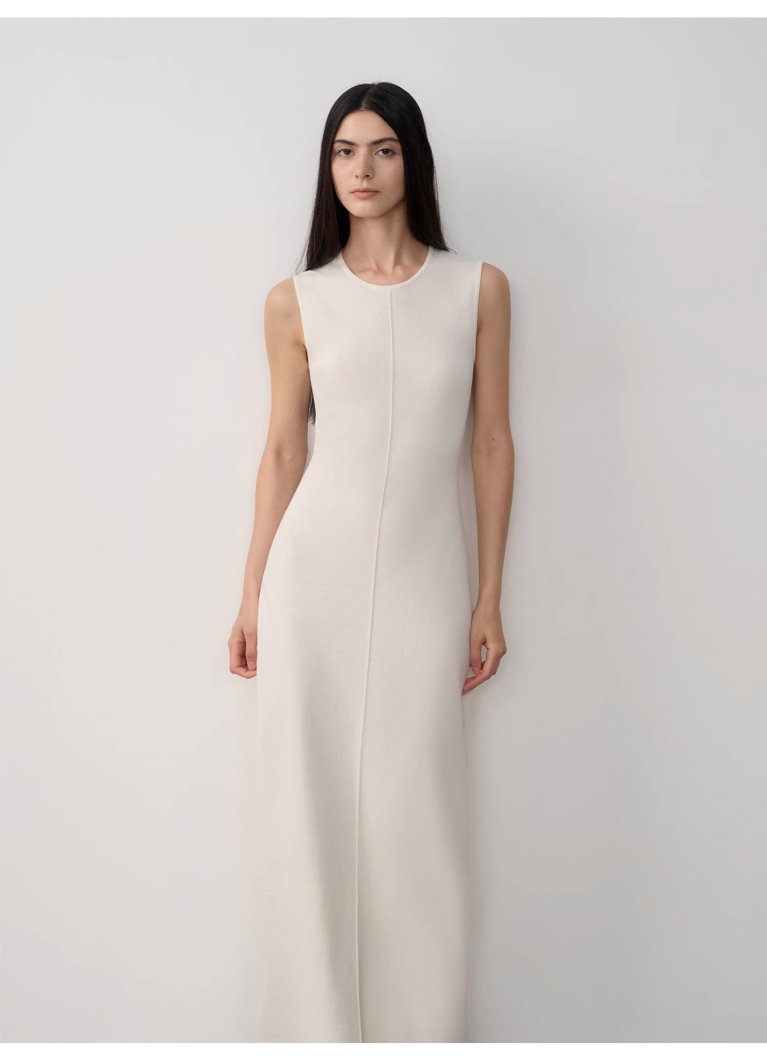 "Island Letters" Limited Edition Baslan Merino Wool Extra Long Sleeveless Lazy Knit Dress