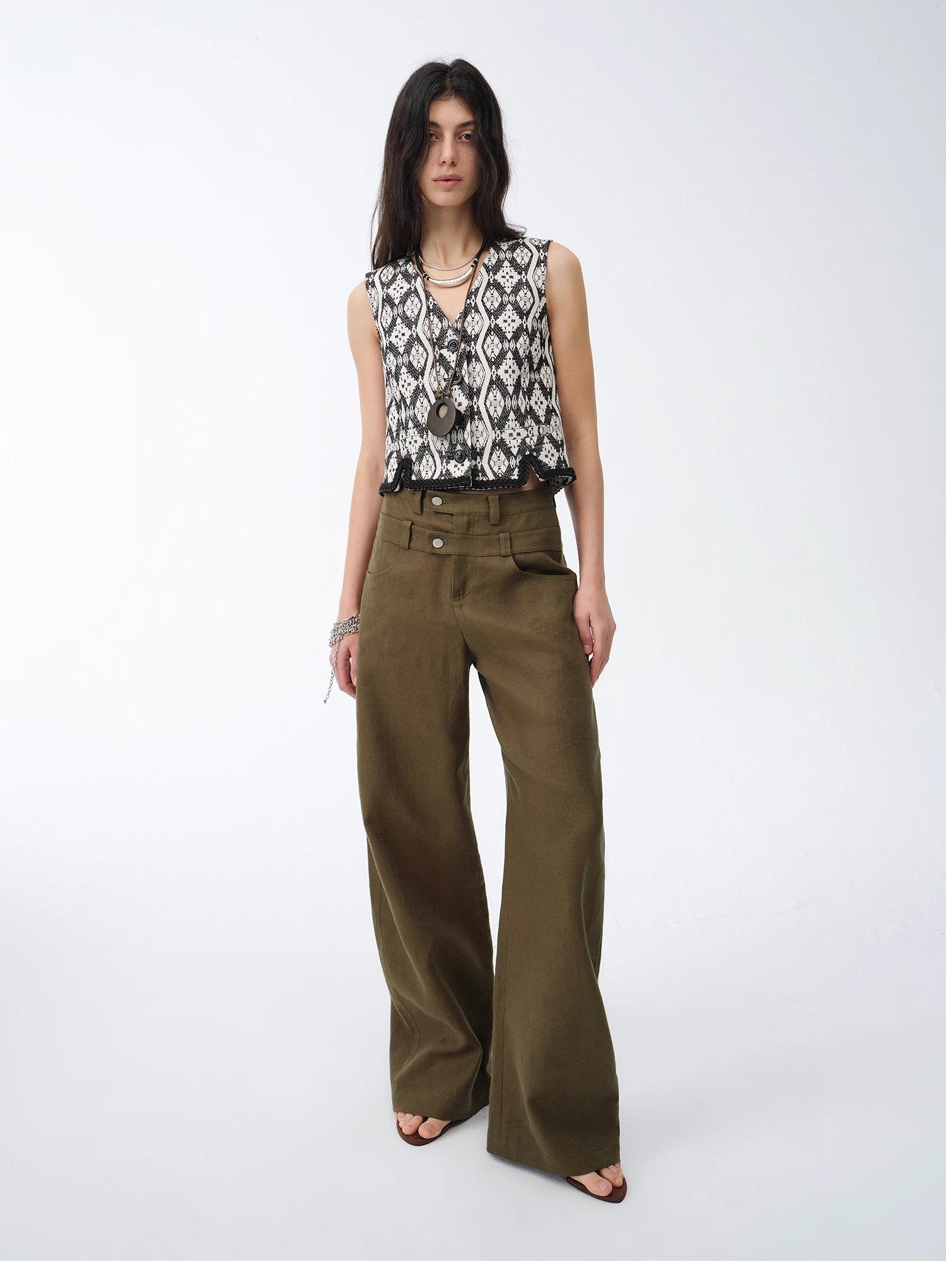 "Weiss Love Letter" Old Money Style Linen Cut Scimitar Pants