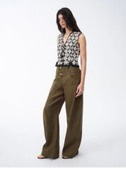 "Weiss Love Letter" Old Money Style Linen Cut Scimitar Pants