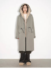 "Winter Institute" windproof and warm drop shoulder large version long hooded detachable liner parka