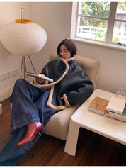 "Corner Coffee" Merino wool sheepskin stand-up collar motorcycle reversible young fur coat for women