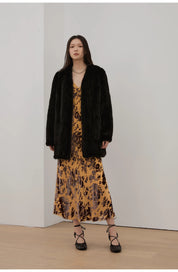 "Moon Serenade" High-luxury imported velvet mink woven fur coat mid-length mink coat (handmade)