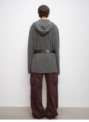 "Autumn Ticket" Simple and versatile Zhongding 30s wool blend hoodie zipper round neck sweater