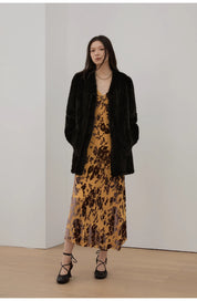 "Moon Serenade" High-luxury imported velvet mink woven fur coat mid-length mink coat (handmade)