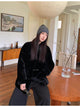 "Yemora" imported merino wool sheepskin small stand collar coat for women