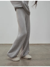 "A Taste of the Wilderness" Slim-fitting wool knitted casual pants for women, straight-leg pants with a lazy feel