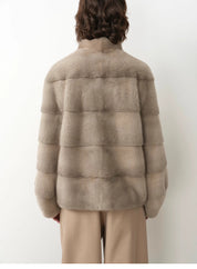 Imported purple label mink coat horizontal ridge leaning against the ridge craft mink fur coat