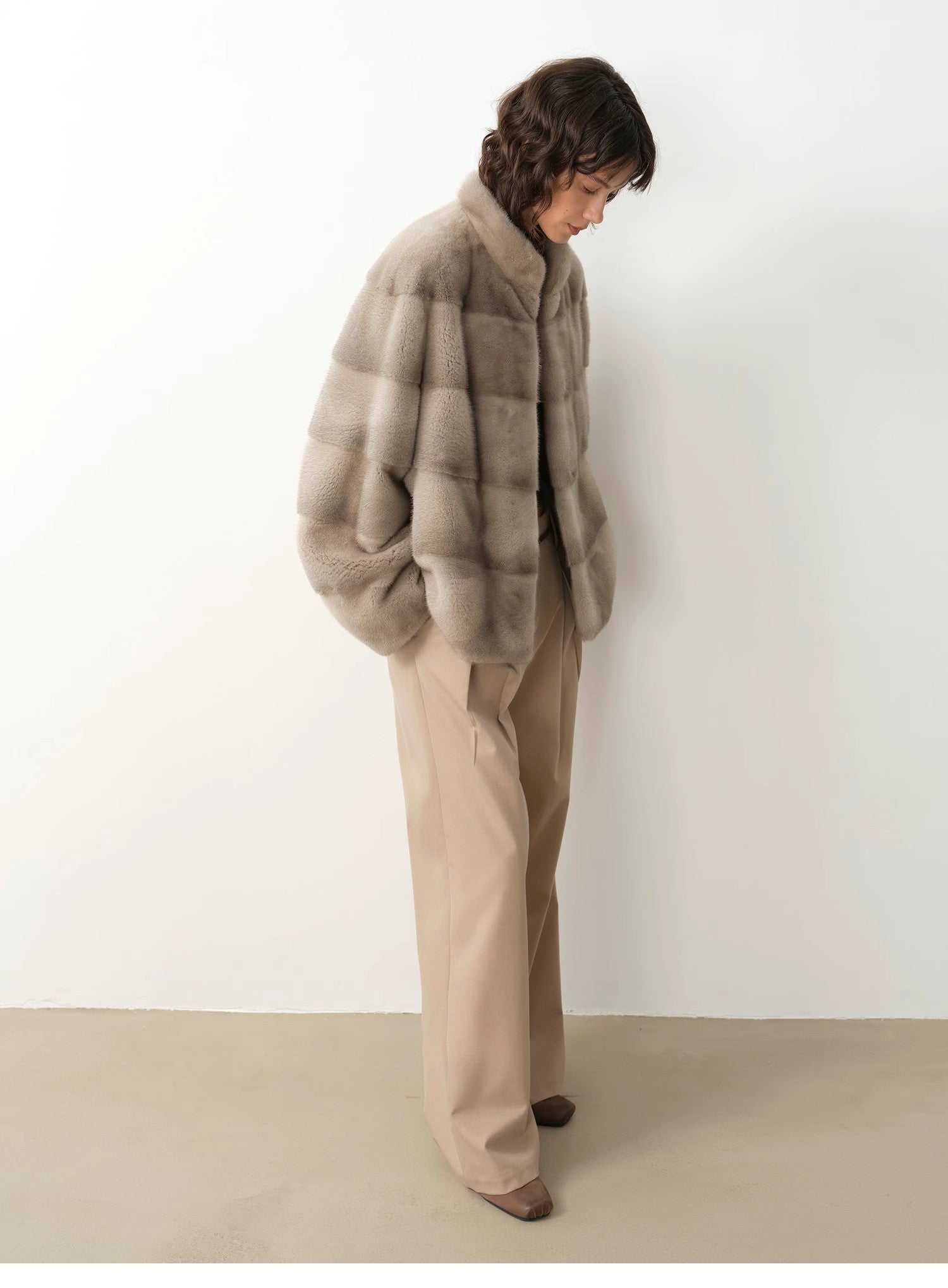 Imported purple label mink coat horizontal ridge leaning against the ridge craft mink fur coat