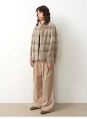 Imported purple label mink coat horizontal ridge leaning against the ridge craft mink fur coat