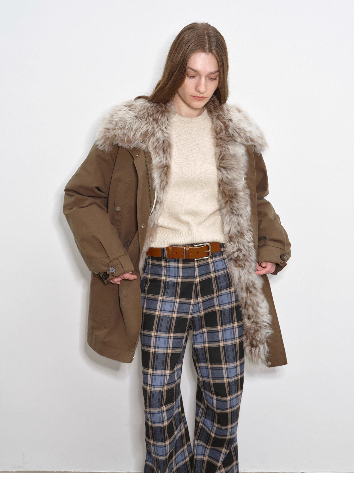 Fireladyfur Women’s Goose Down Parka  coat with Toscana Shearling Fur“Green Mile Miracle”