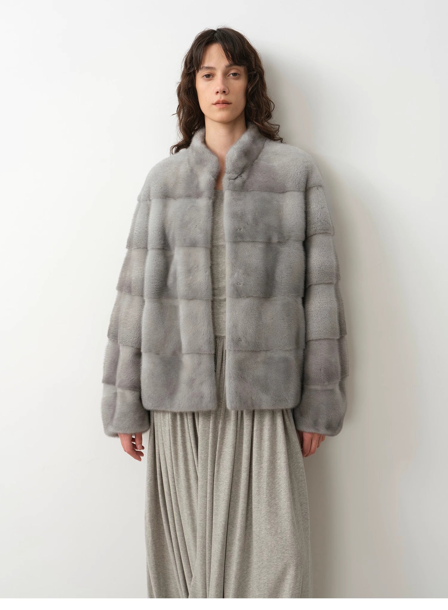 Imported purple label mink coat horizontal ridge leaning against the ridge craft mink fur coat