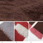 Ambiance Bowler Hat Mohair Wool Blend Vintage Colorblock Knit Hat Scarf Set