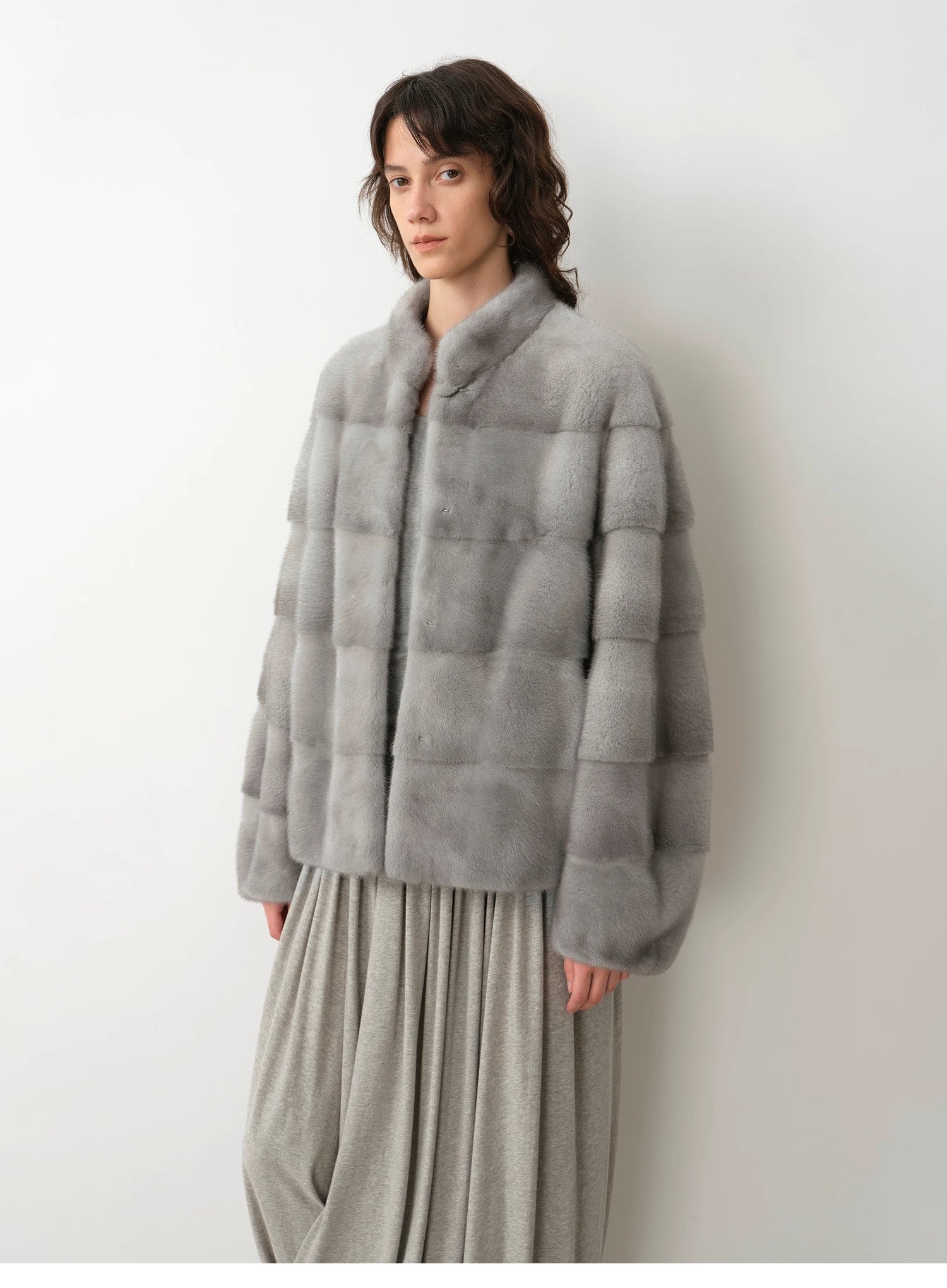 Imported purple label mink coat horizontal ridge leaning against the ridge craft mink fur coat