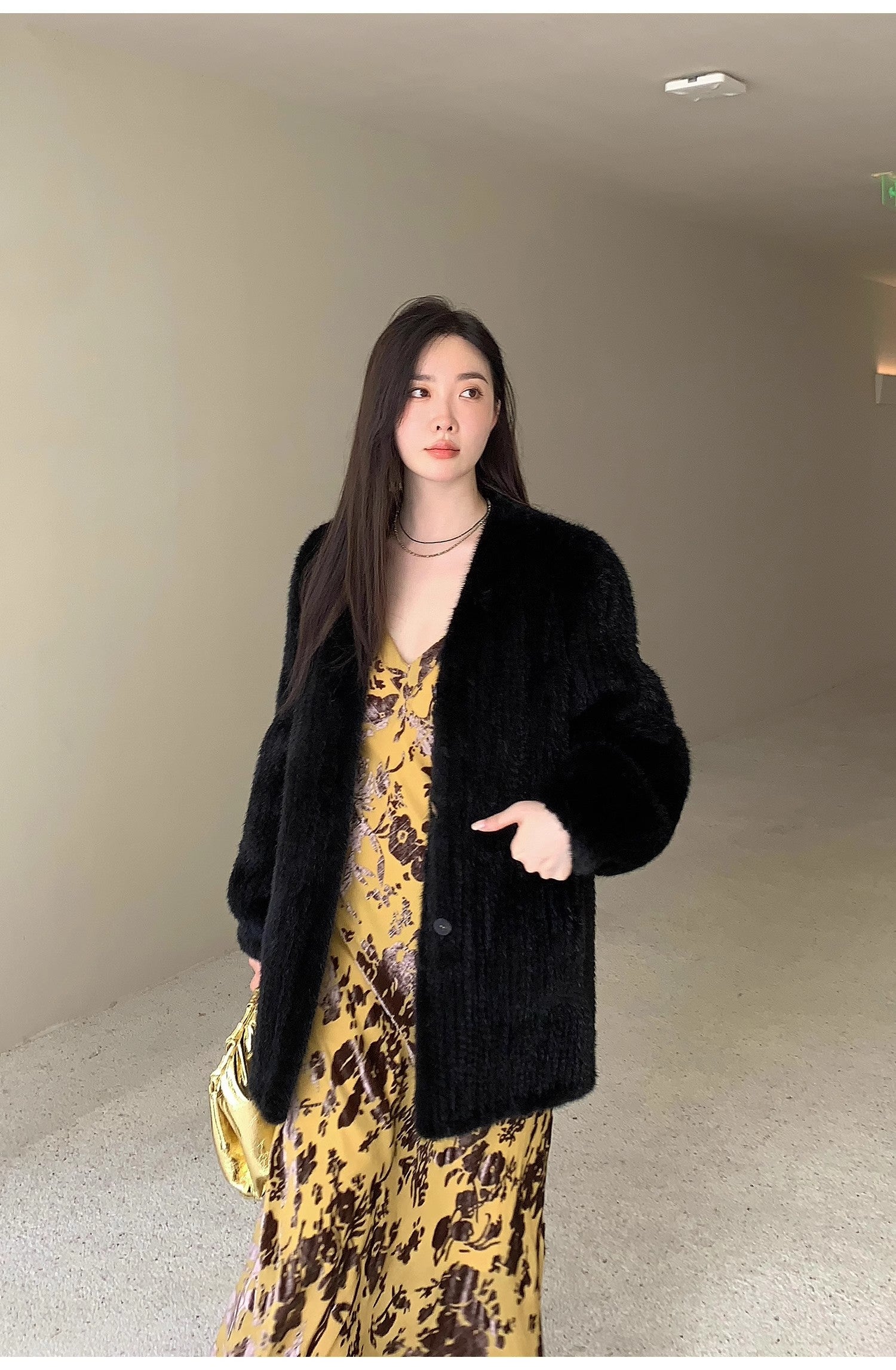 "Moon Serenade" High-luxury imported velvet mink woven fur coat mid-length mink coat (handmade)