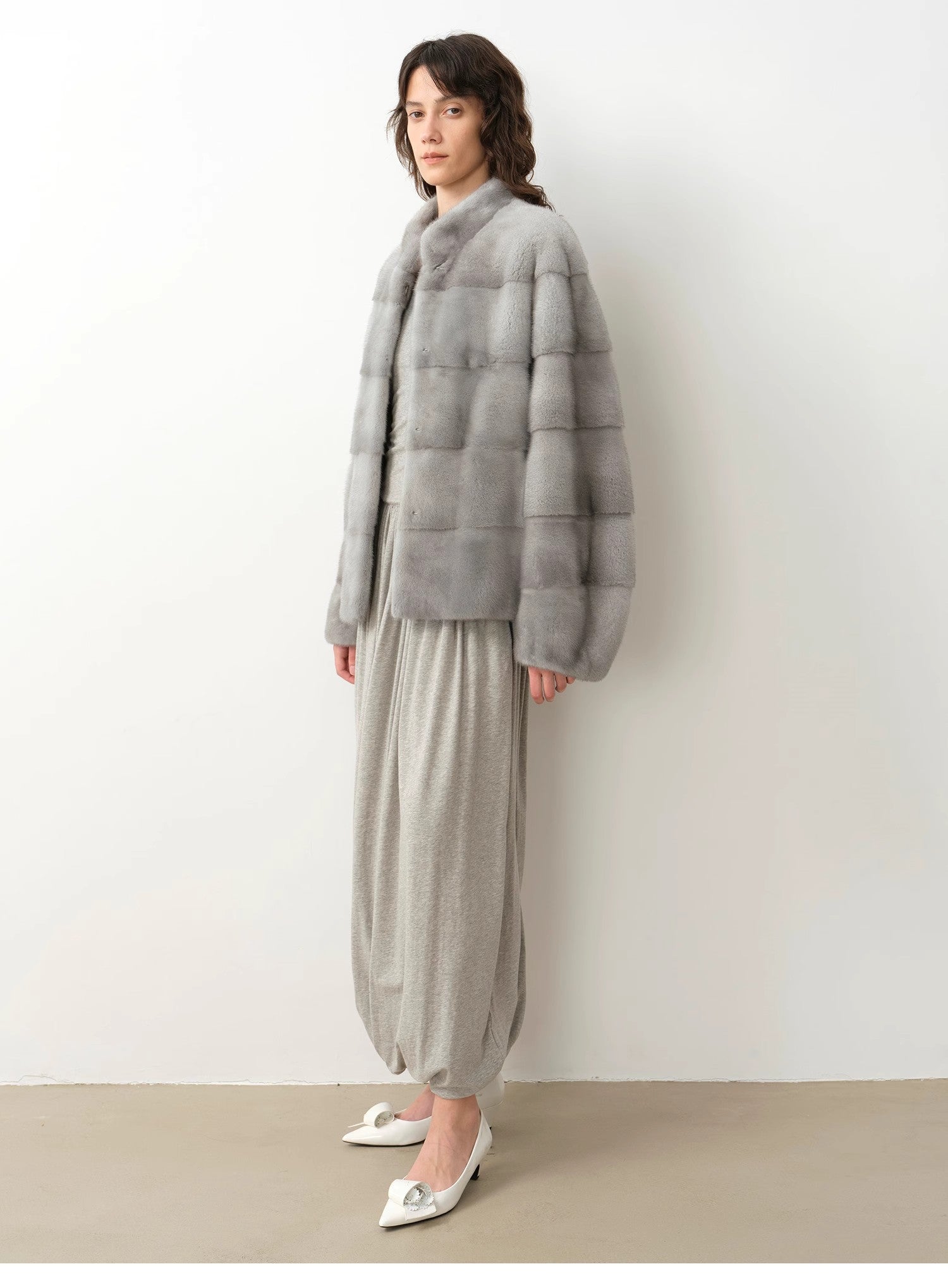 Imported purple label mink coat horizontal ridge leaning against the ridge craft mink fur coat