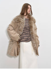 Fireladyfur Women’s Goose Down Parka  coat with Toscana Shearling Fur“Green Mile Miracle”
