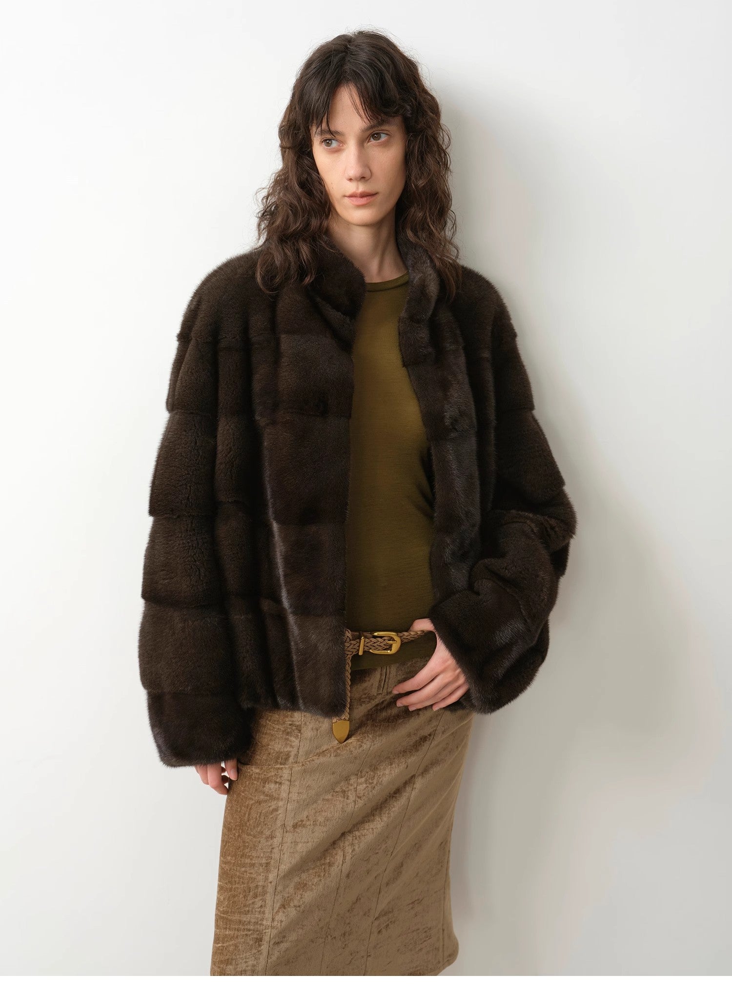 Imported purple label mink coat horizontal ridge leaning against the ridge craft mink fur coat