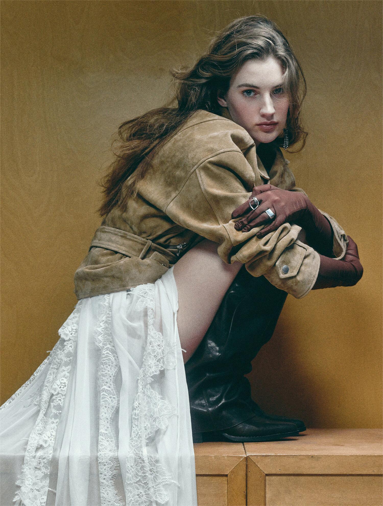 Firelady Fur Women's Sheepskin Motorcycle Jacket - Cinched Waist Biker Coat "Modern Times"