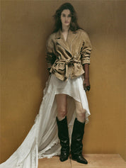 Firelady Fur Women's Sheepskin Motorcycle Jacket - Cinched Waist Biker Coat "Modern Times"