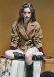 Firelady Fur Women's Sheepskin Motorcycle Jacket - Cinched Waist Biker Coat "Modern Times"