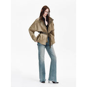 Firelady Fur Women's Belted Trench Coat - Drop Shoulder Short Jacket “Retro Traveler Style”