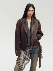 Firelady Fur Women's Sheepskin Motorcycle Jacket - Cinched Waist Biker Coat "Modern Times"