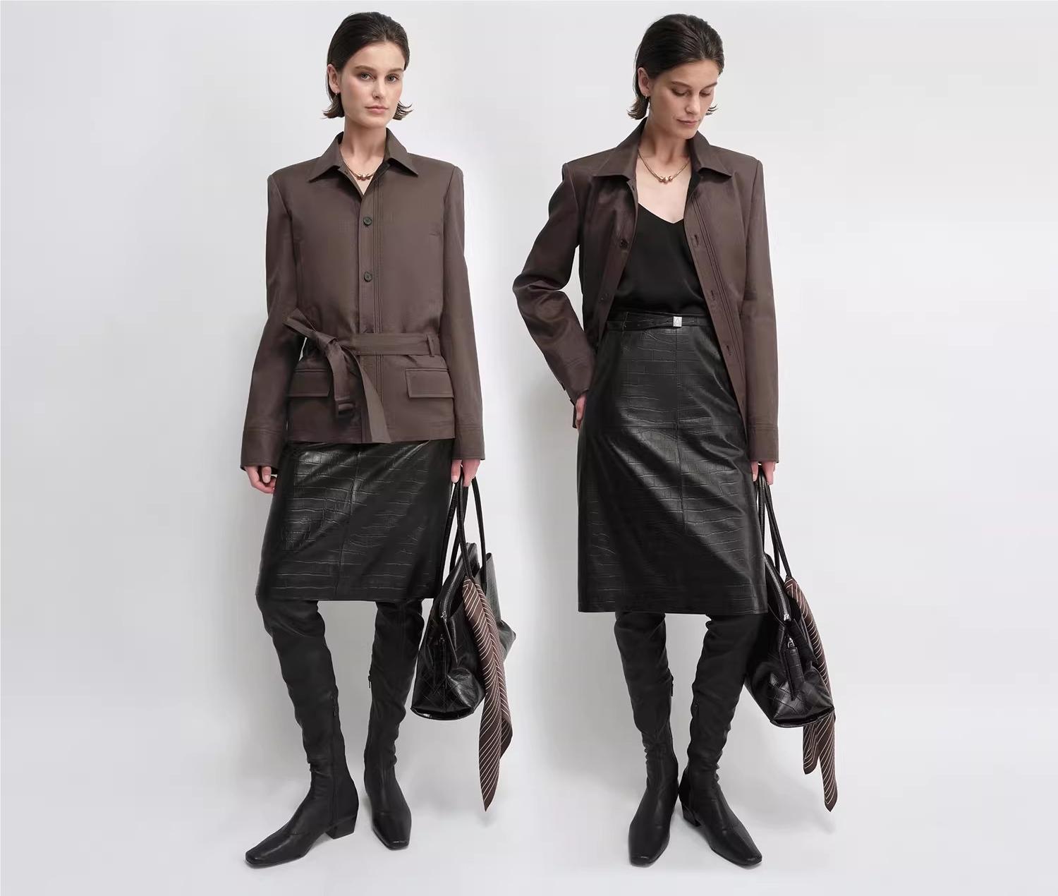 THE ARTM Women's Linen Blazer Jacket with Belt - Slim Fit Short Hunting Jacket for Spring