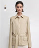 THE ARTM Women's Linen Blazer Jacket with Belt - Slim Fit Short Hunting Jacket for Spring
