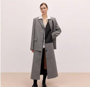 THE ARTM Women's Oversized Blazer Suit Set - Wide Shoulder Wool Jacket with Vest