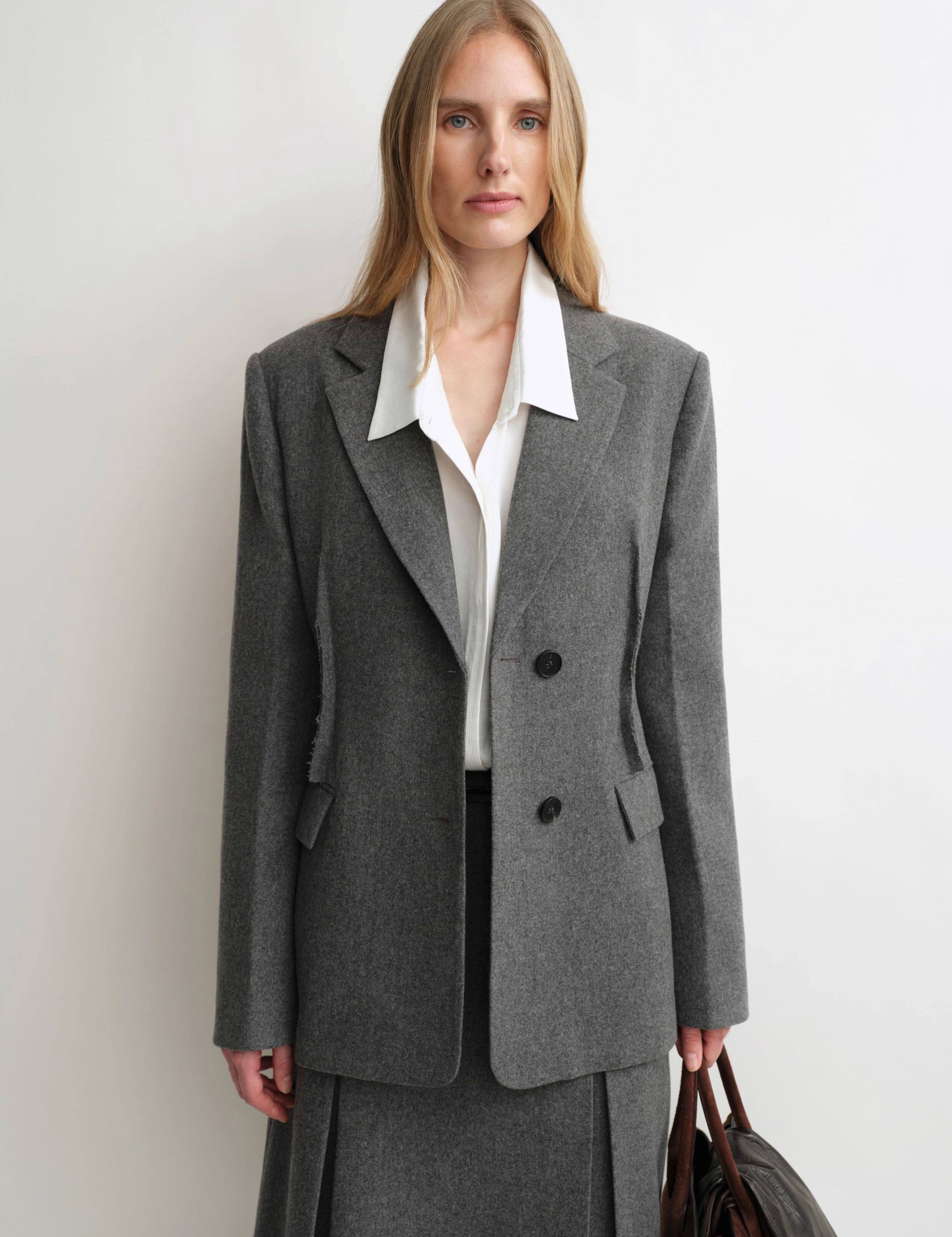 THE ARTM Women's Wool Suit Set - Fitted Blazer & A-Line Skirt