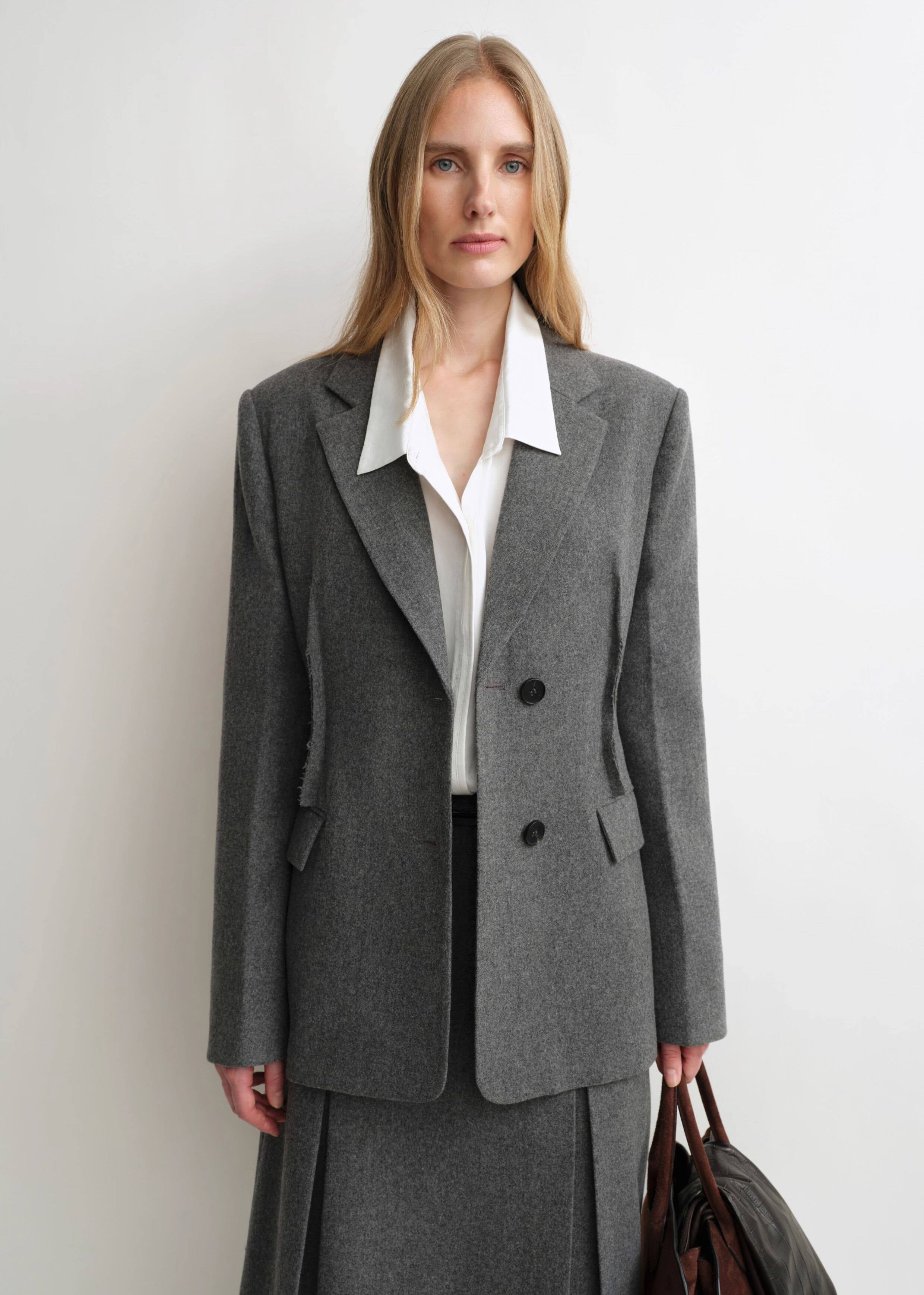 THE ARTM Women's Wool Suit Set - Fitted Blazer & A-Line Skirt