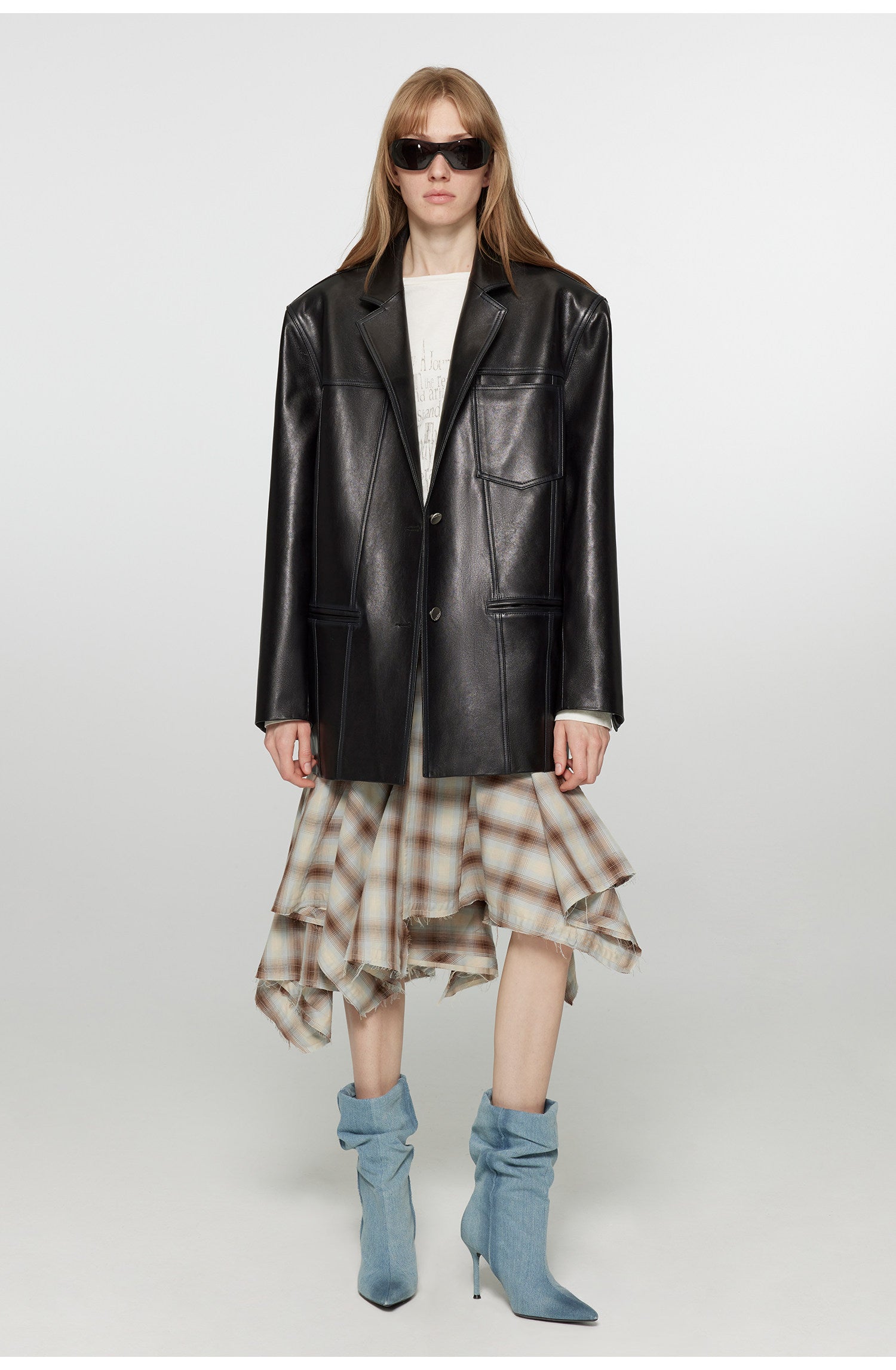 Firelady Fur Women‘s Genuine Lambskin Leather Jacket - Imported Vegetable-Tanned Suede, “Oversized Leather Blazer”