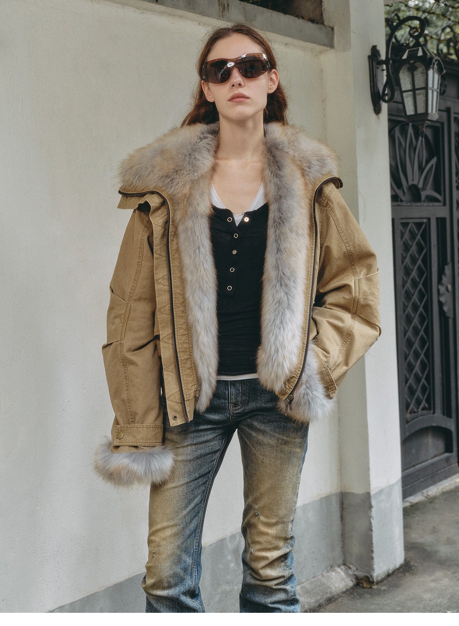 Firelady Fur Women‘s Cropped  Fur Parka with Raccoon Fur Trim & 90% Goose Down | Multi-Pocket Utility Style “Nordic Woods”