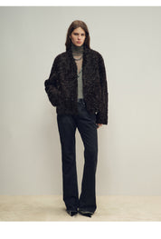 Firelady Fur Women‘s Shearling  Coat | Rippled Waterwave Pattern, Rare Lake Lamb“Mole Manor”