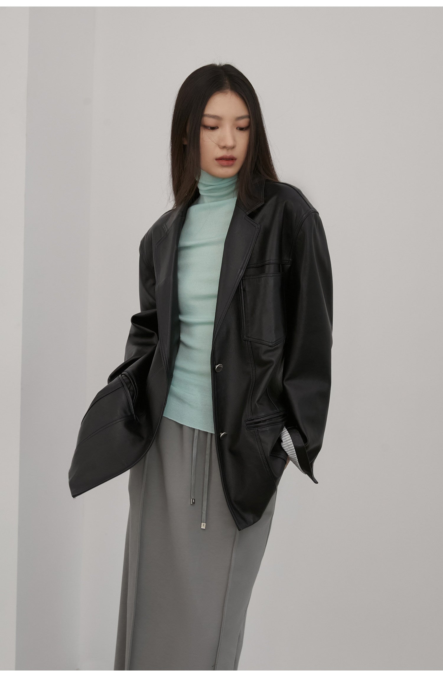 Firelady Fur Women‘s Genuine Lambskin Leather Jacket - Imported Vegetable-Tanned Suede, “Oversized Leather Blazer”