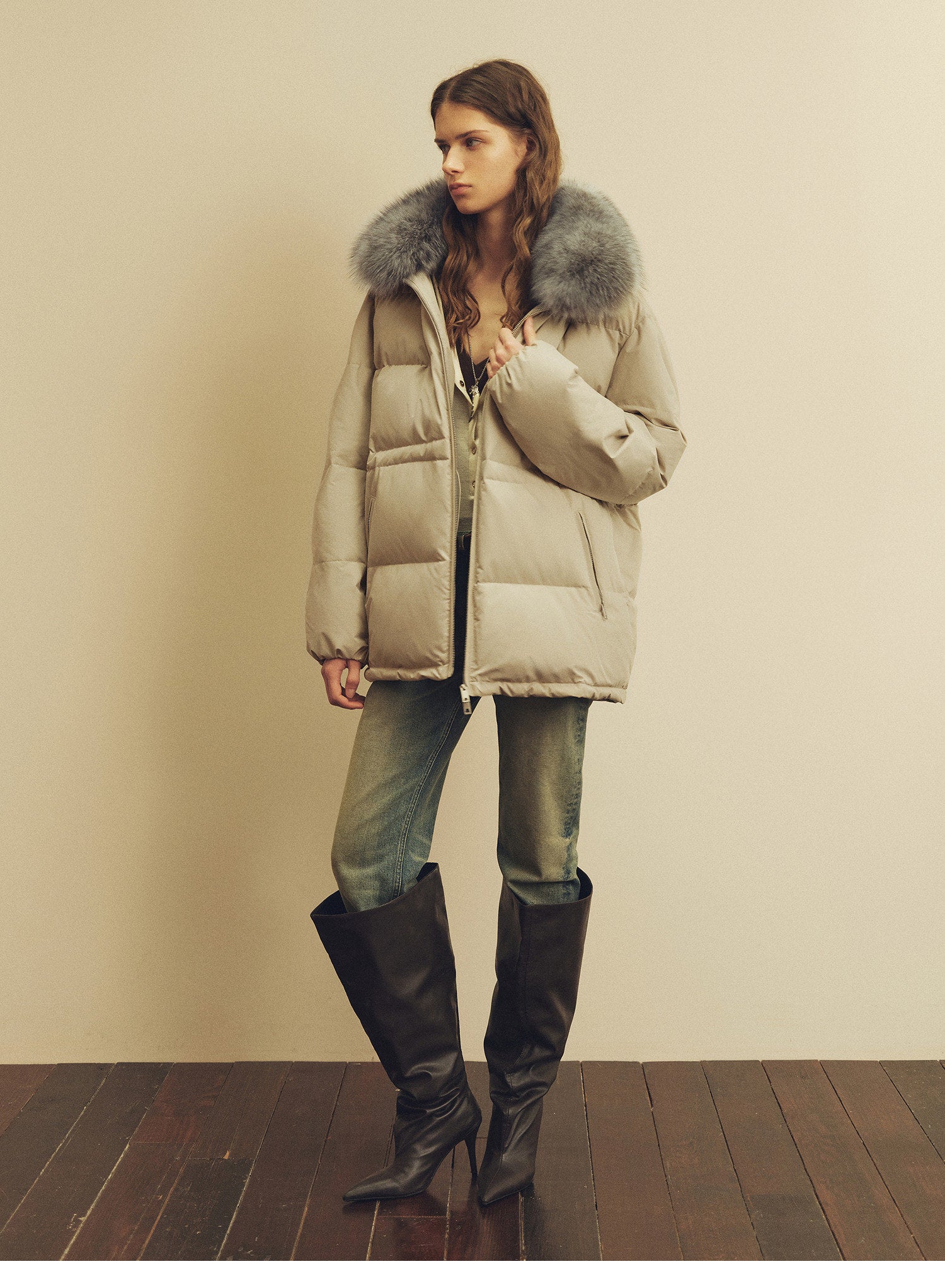 Firelady Fur Women's Fur-Trim Down Parka | Detachable Fox Fur Hood & 90% White Goose Down Fill“Frost Wild”