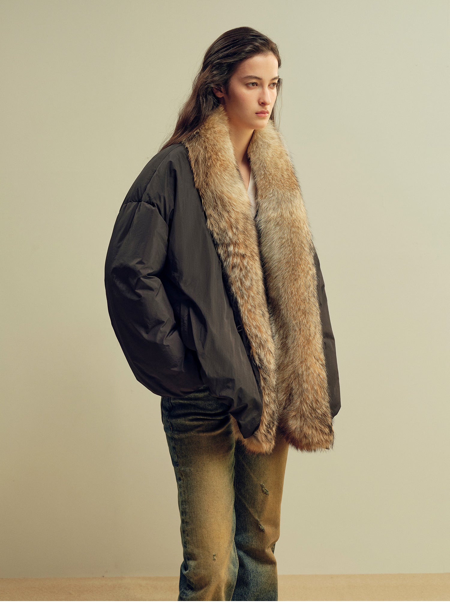 Fireladyfur Women’s Down Parka with Detachable Real Wolf Fur Trim Polish White Goose Down “Glacier Parka”