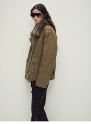 Firelady Fur Women's Goose Down Fur Parka with Detachable Raccoon Fur Hood“Hearthside Simmer”