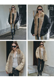 Fireladyfur Women’s Down Parka with Detachable Real Wolf Fur Trim Polish White Goose Down “Glacier Parka”