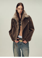 Firelady Fur Women's genuine Fur Denim Parka | Detachable Fur Collar & 90% White Goose Down Fill“Wander Free”