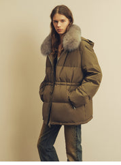 Firelady Fur Women's Fur-Trim Down Parka | Detachable Fox Fur Hood & 90% White Goose Down Fill“Frost Wild”