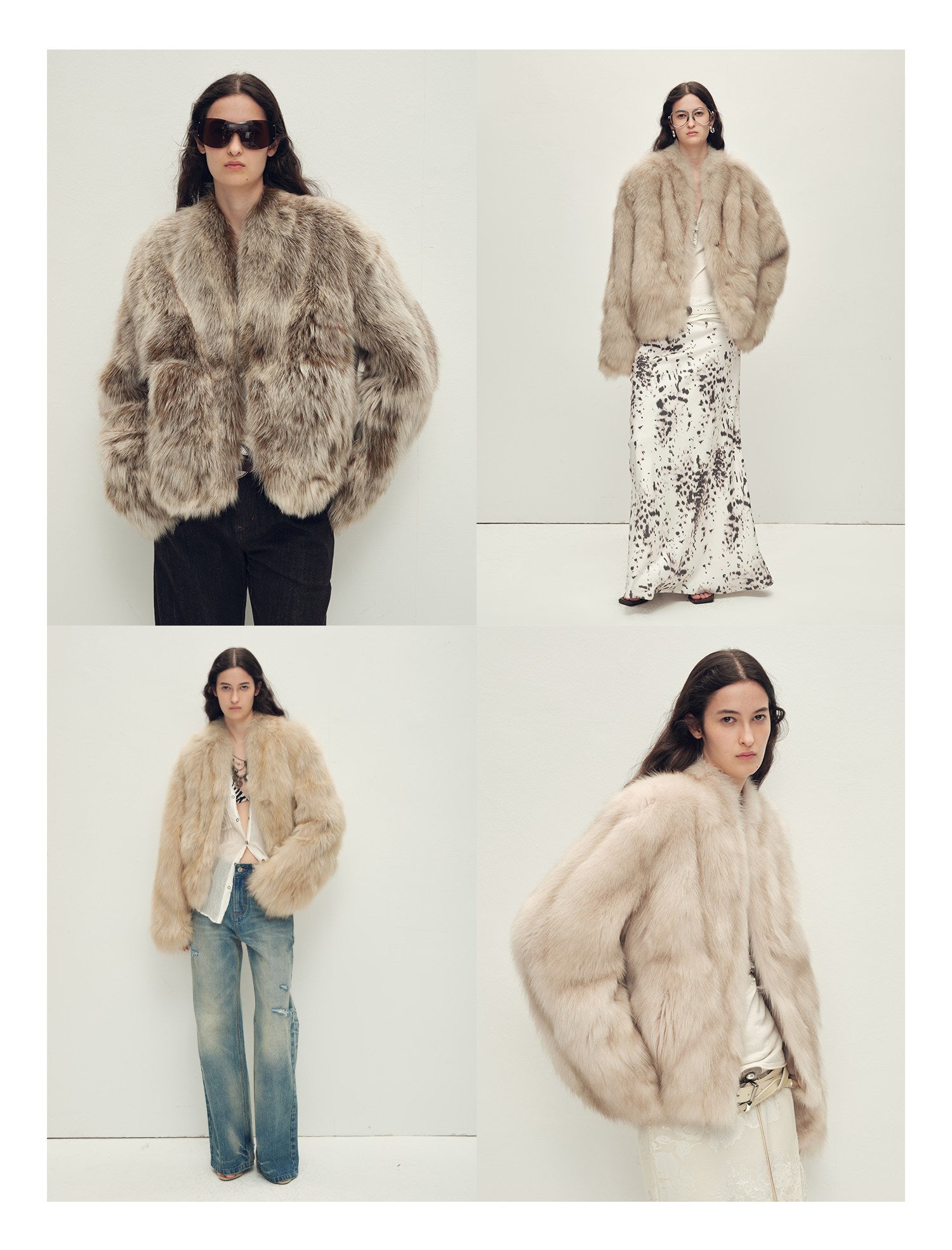 Firelady Fur Women‘s Short Fox Fur Coat | SagaFurs Crown-Grade Ombré Dyed Collar“Chic Sister”