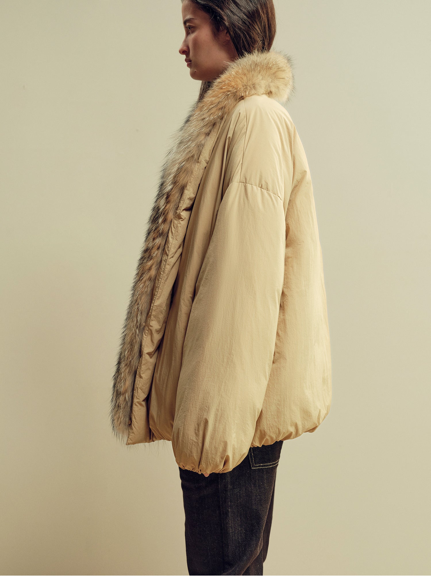 Fireladyfur Women’s Down Parka with Detachable Real Wolf Fur Trim Polish White Goose Down “Glacier Parka”