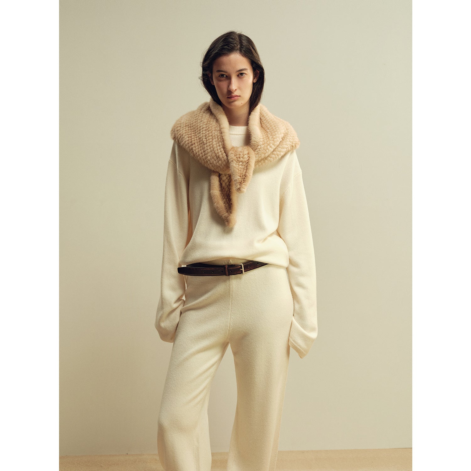 Firelady Fur Women’s Winter Mink Triangle Scarf – Kopenhagen Purple Label Luxury Woven Mink Shawl, Elegant Vintage Style