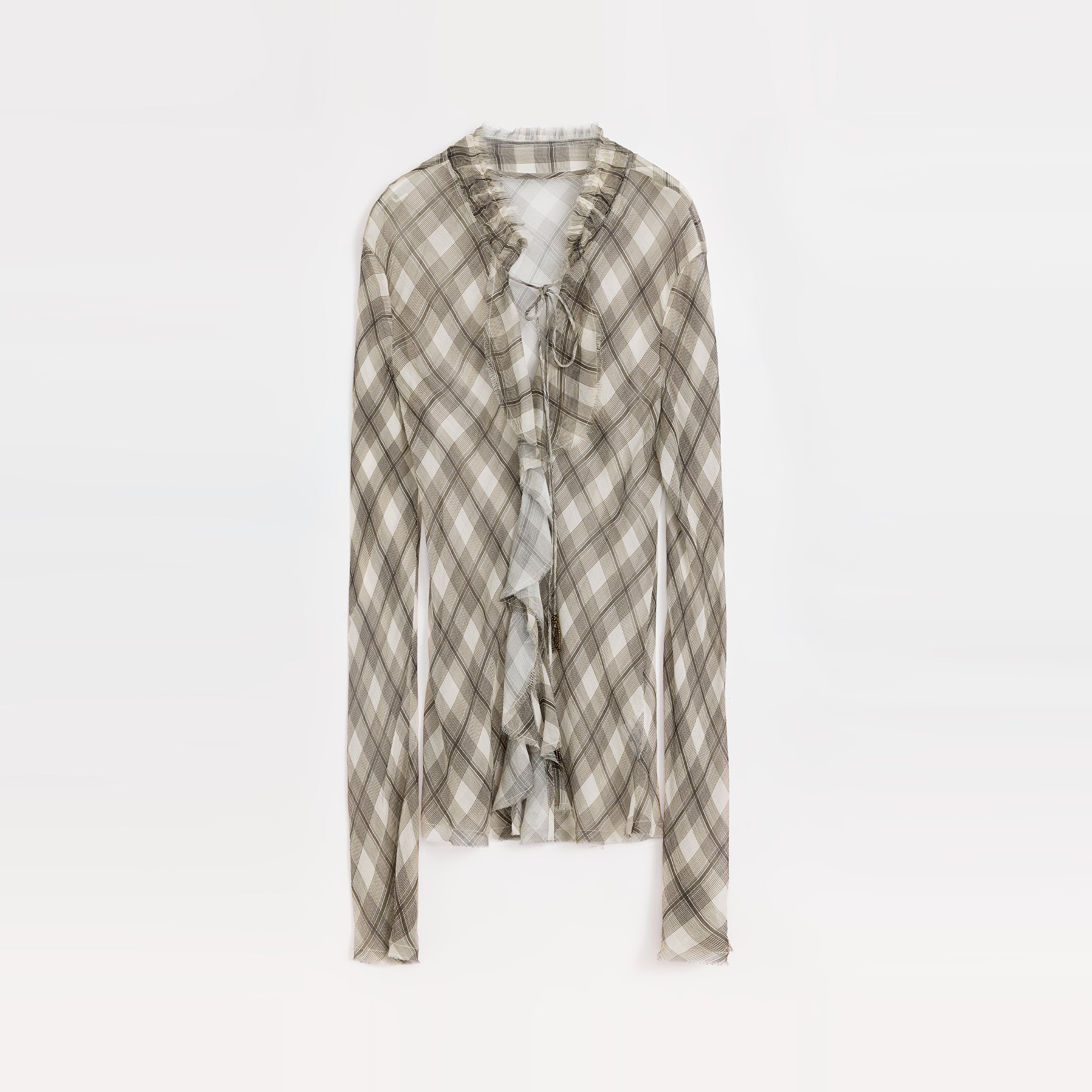"Fashion Archive" Retro Plaid Light Gauze Cool Slim Shirt