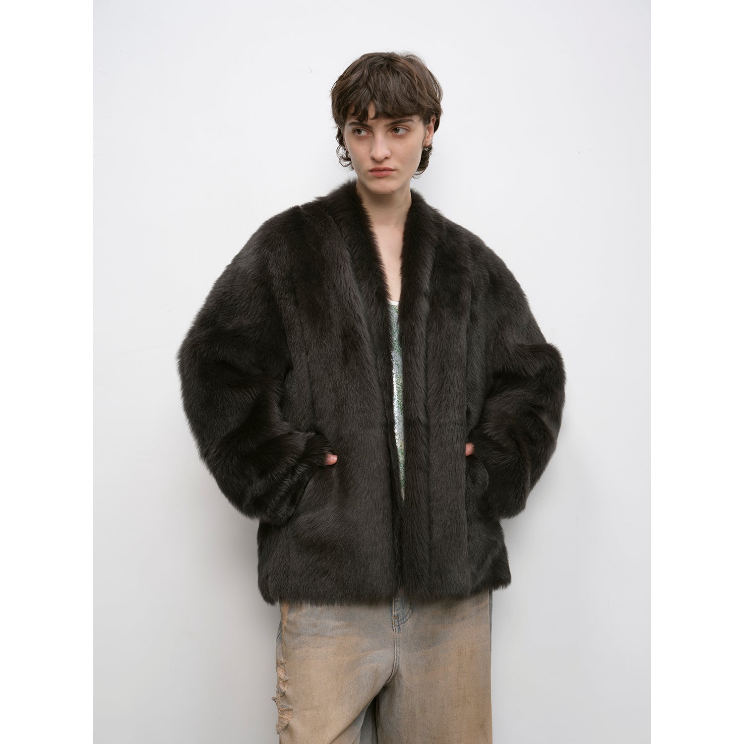 "Winter Love Island"Tuscan fur one-piece coat women's long hanging collar straight fur coat