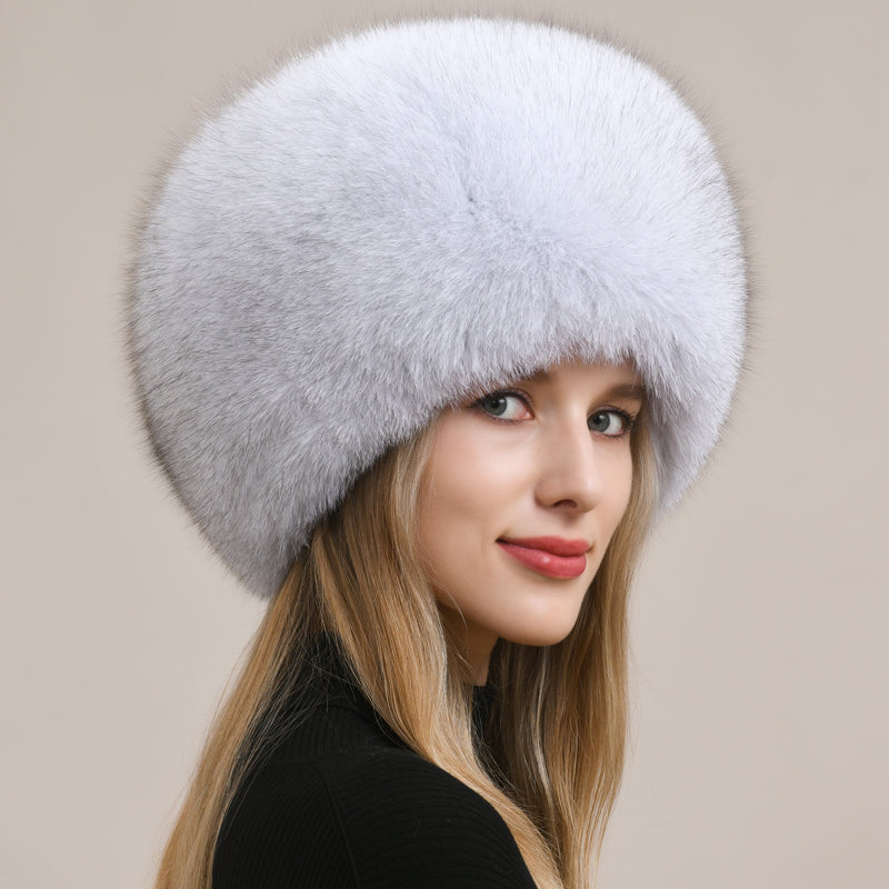 Fox fur hat warm earmuffs