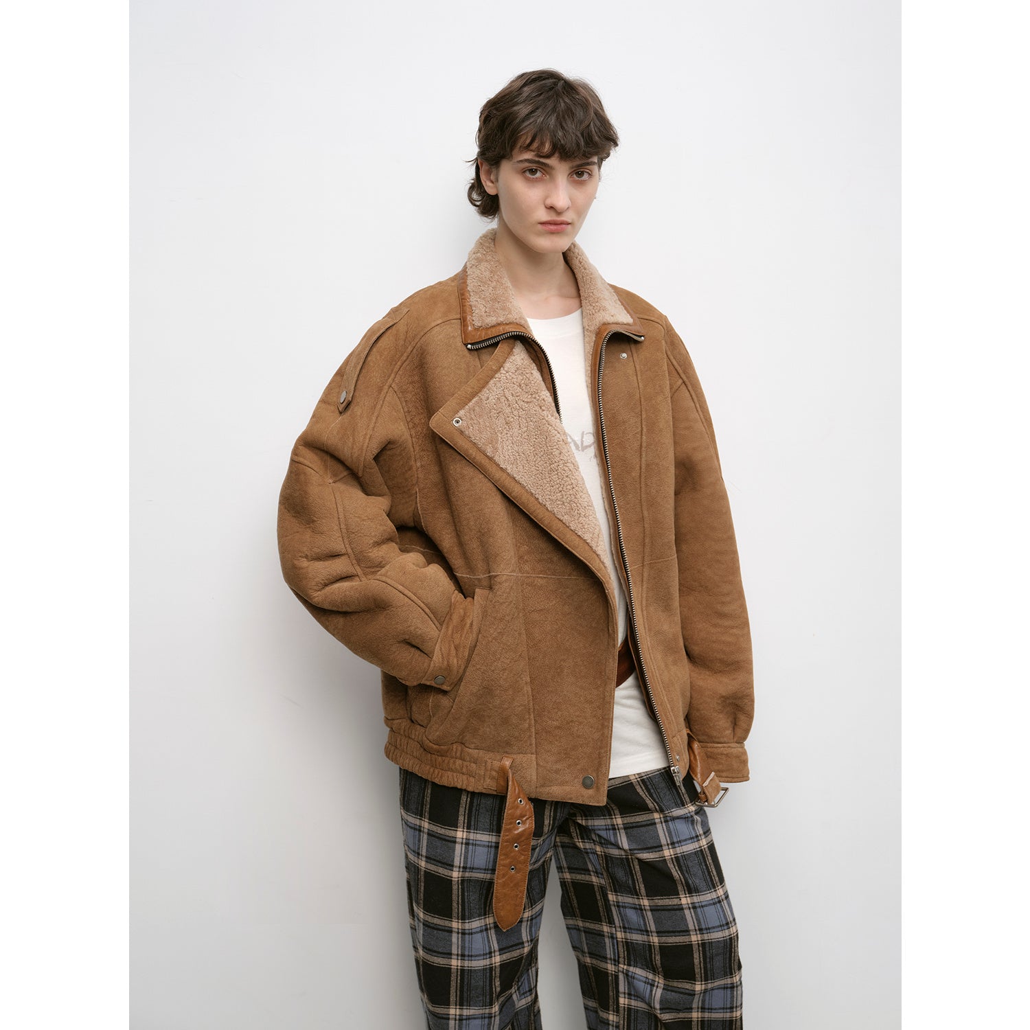 "Jazz Party" motorcycle jacket merino fur short fur coat