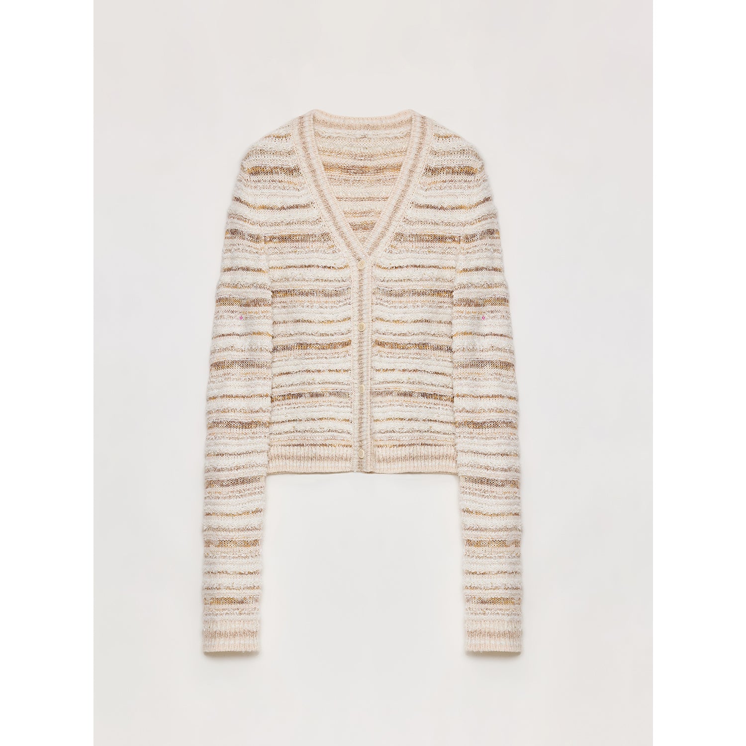 "Nice Weekend" striped mixed woven V-neck early spring layered knitted cardigan top